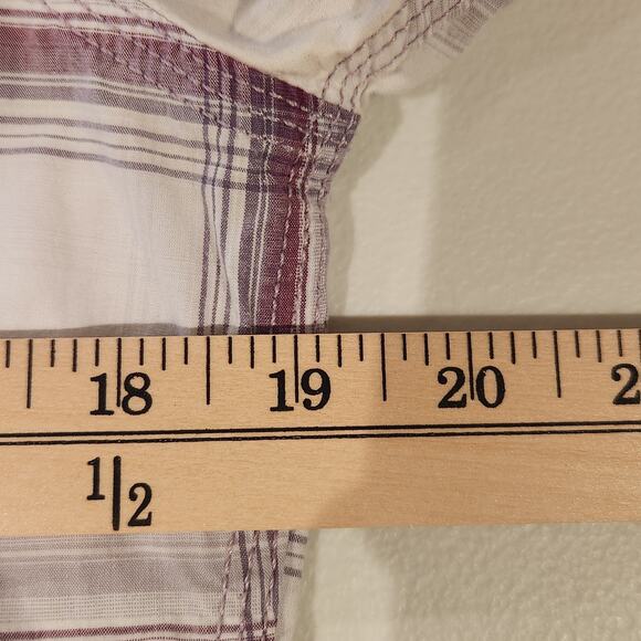 Carhartt Womens White Purple Plaid 3/4 Sleeve Button Up Size Medium Western Work - Picture 10 of 13